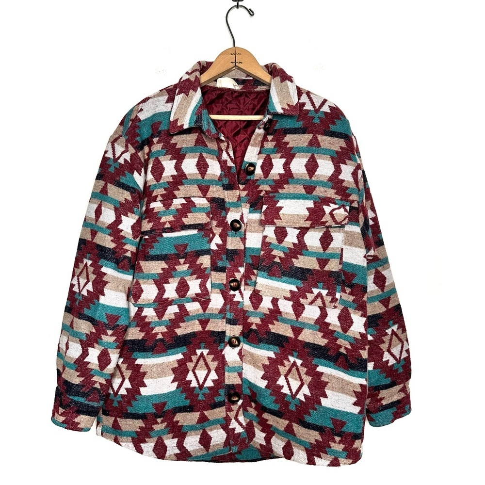 Uncharted Threads | Aztec Flannel Button Down Shacket Size M/L